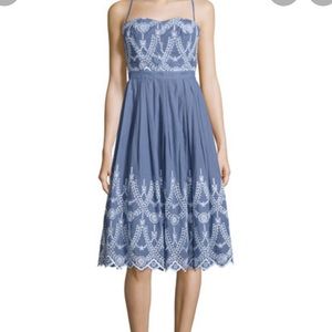 Kendall + Kylie Tempest Eyelet Blue Midi Dress